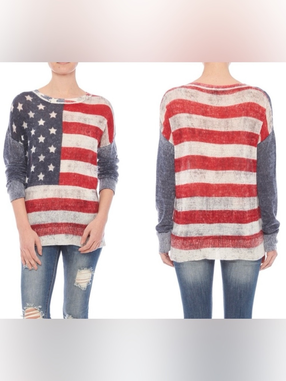 Skull Cashmere 100% Cashmere Sweater America - American Flag Graphic Size XS